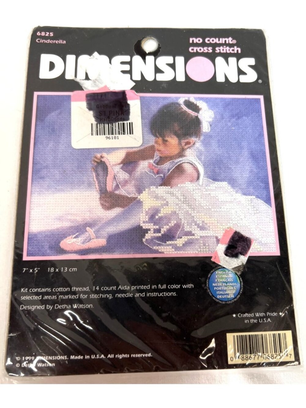 Dimensions No Count Cross Stitch Kit Cinderella 7" X 5"